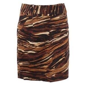 🌺 Adrienne Vittadini Animal Print Brown Tiger Stripe Belted Pencil Skirt Size 4